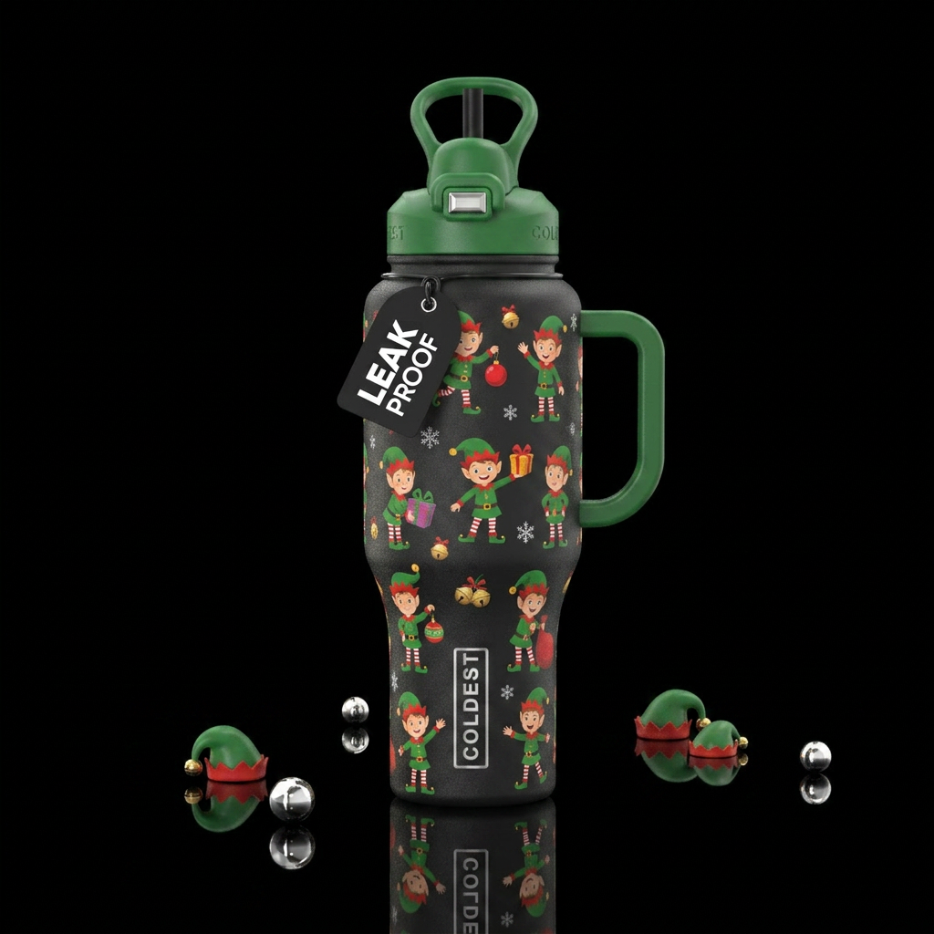 santa's helper elves water bottle design