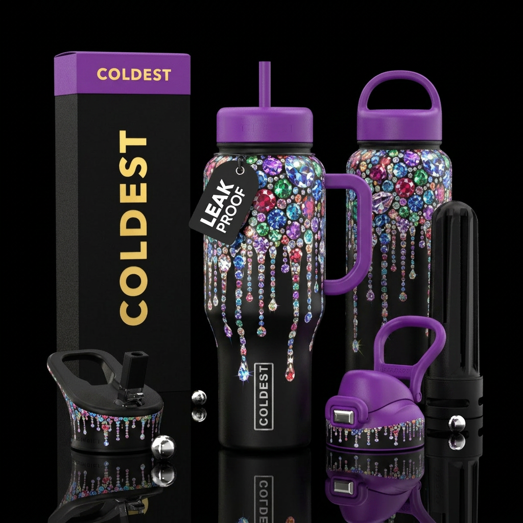 dripping diamonds water bottle design