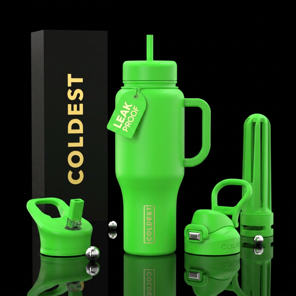 bright green water bottle design