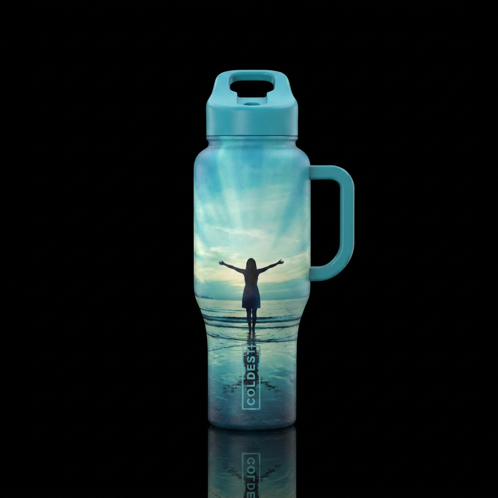 Peaceful Ocean Bay water bottle design