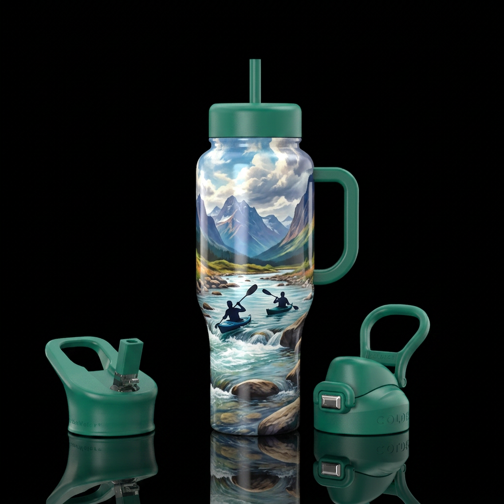 Kayaking dreams water bottle design