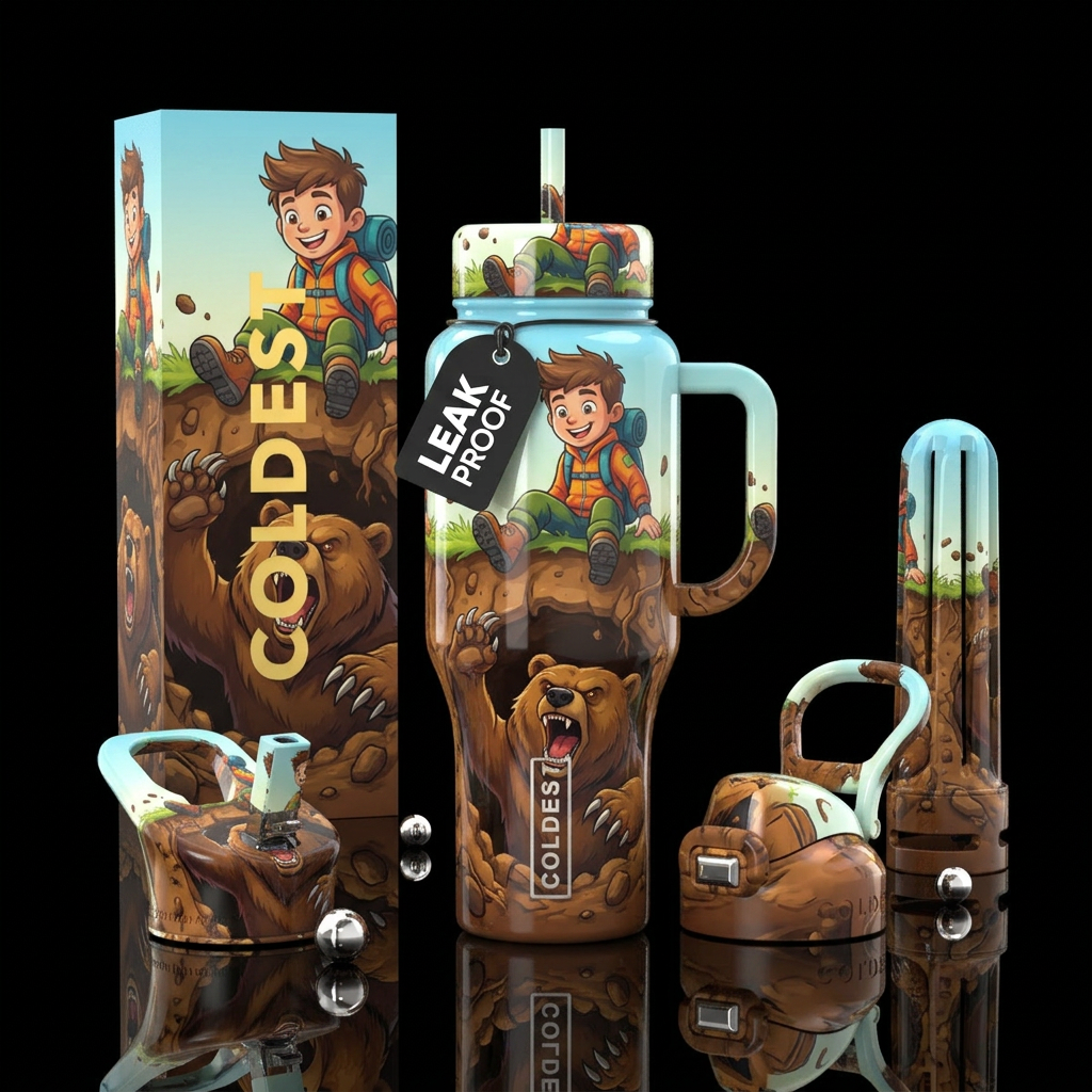 Angry Bear water bottle design