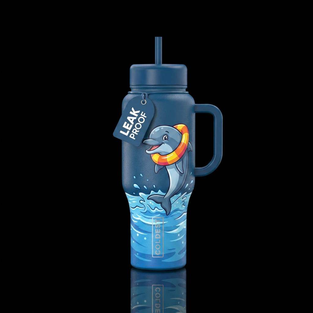 Dolphin fun water bottle design