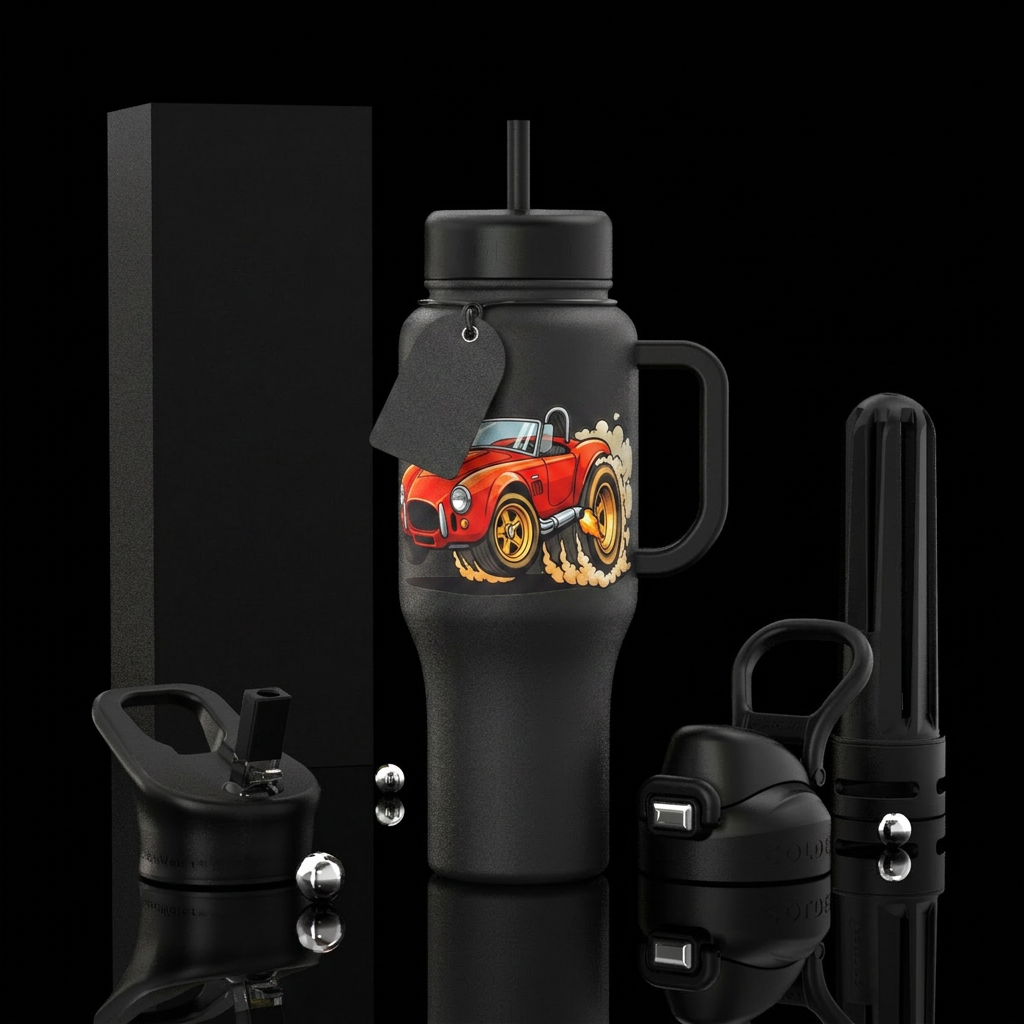 Smoking tires water bottle design