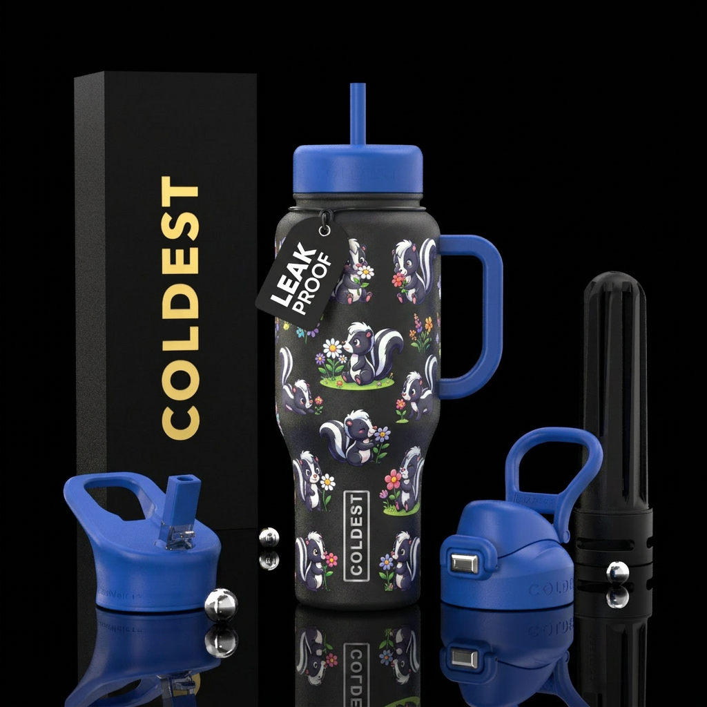 Baby skunks water bottle design