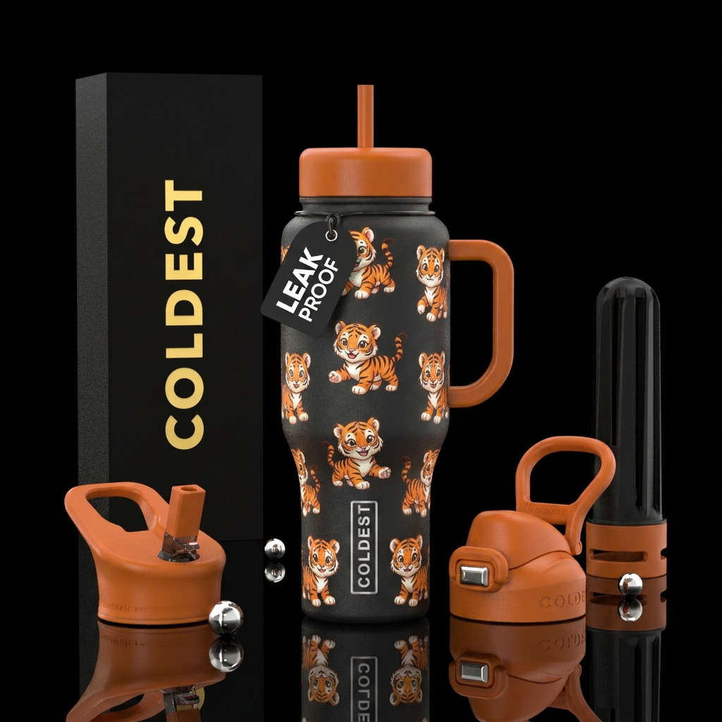 Baby tiger water bottle design