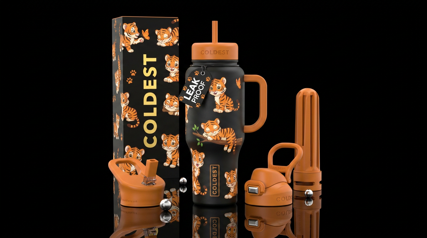 Baby tigers water bottle design