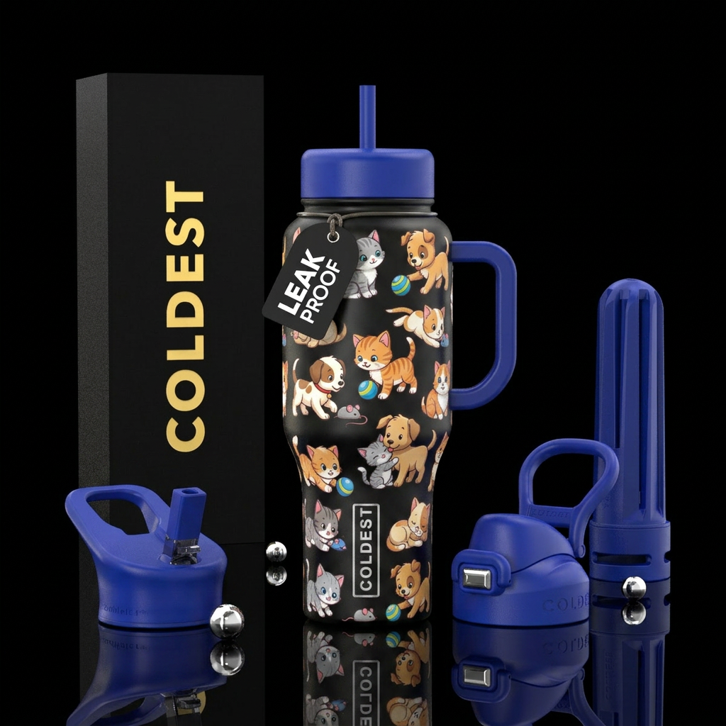 Cats and dogs water bottle design
