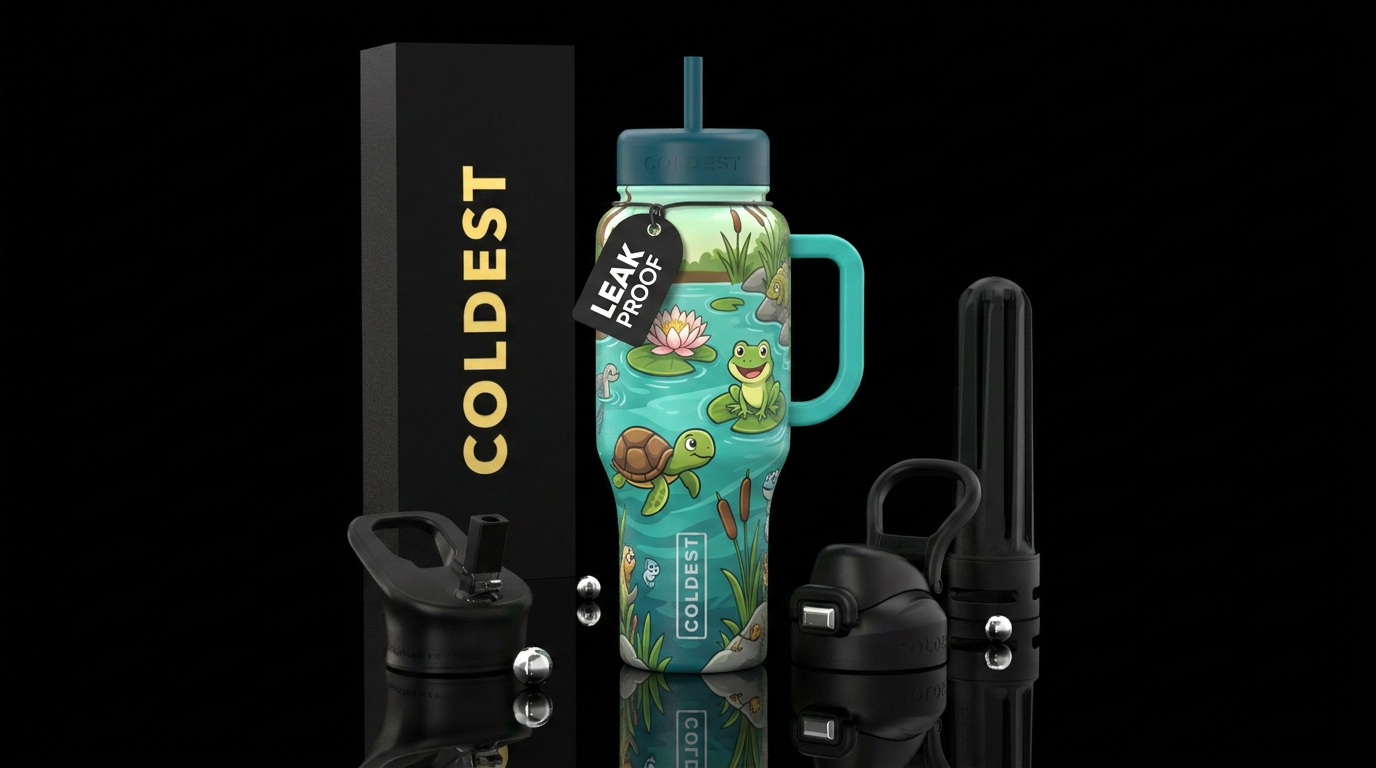 Life at the pond water bottle design