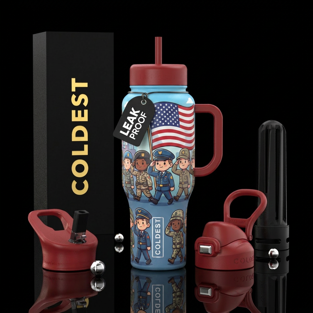 Marching Soldiers water bottle design