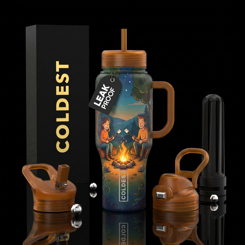 Roasting Marshmellows water bottle design