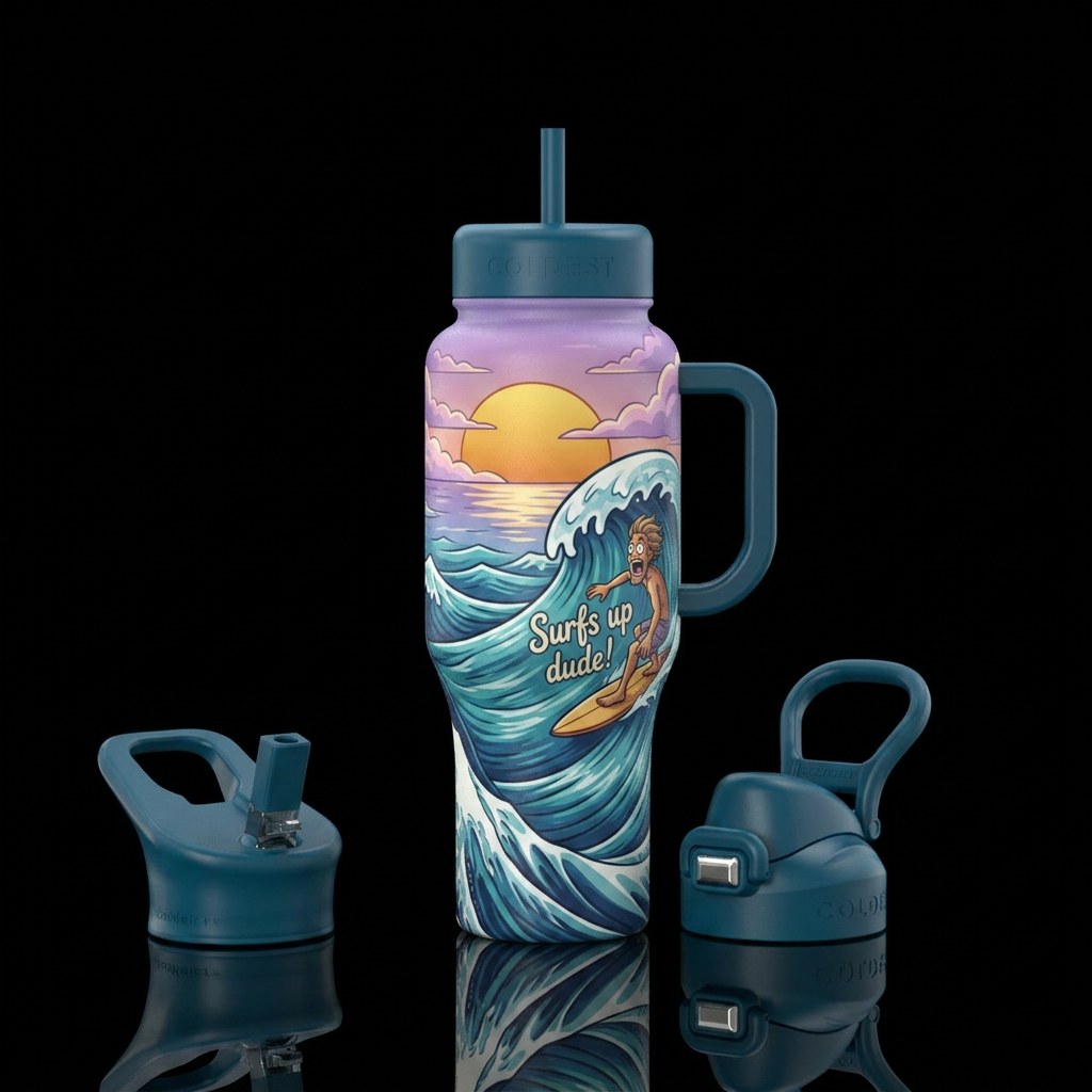 Surfs up dude! water bottle design