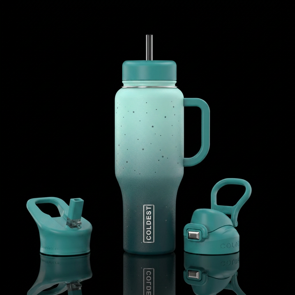 Matte Teal water bottle design