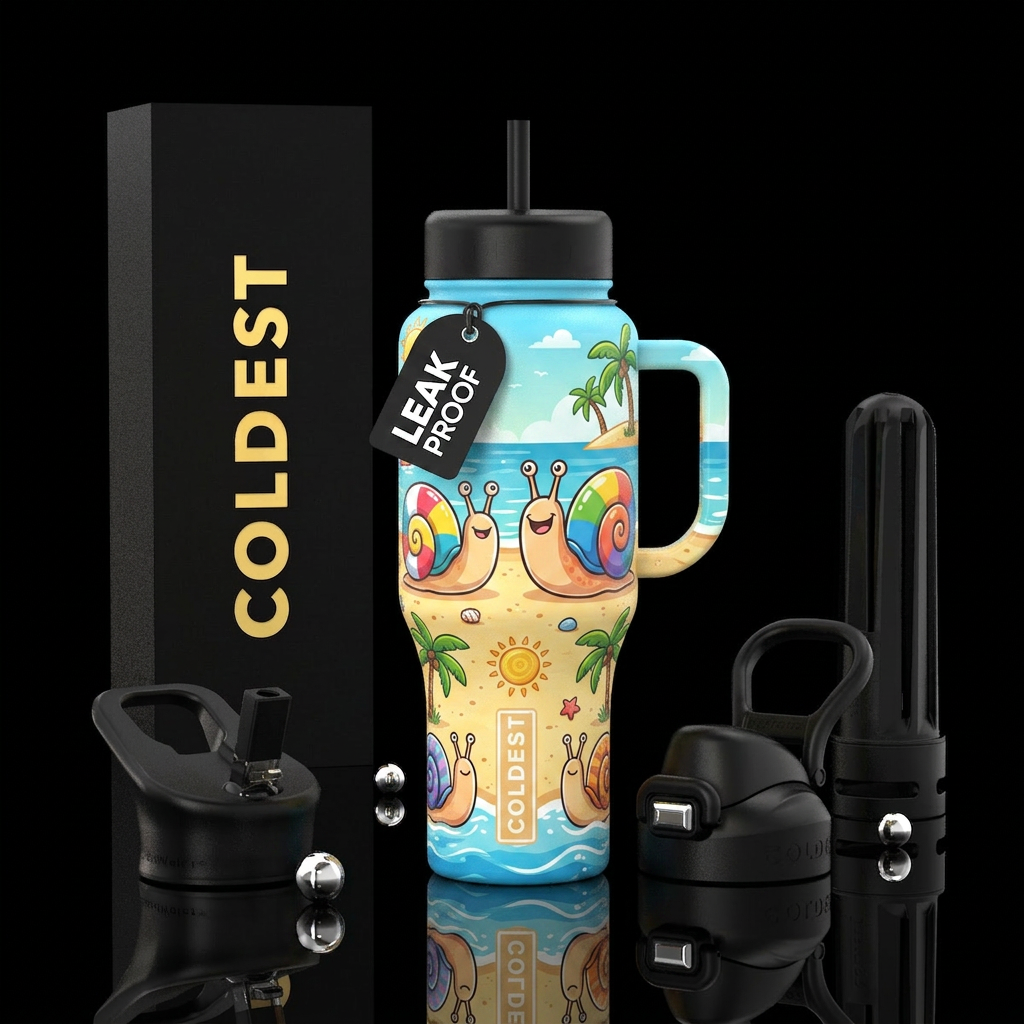 Happy snails water bottle design