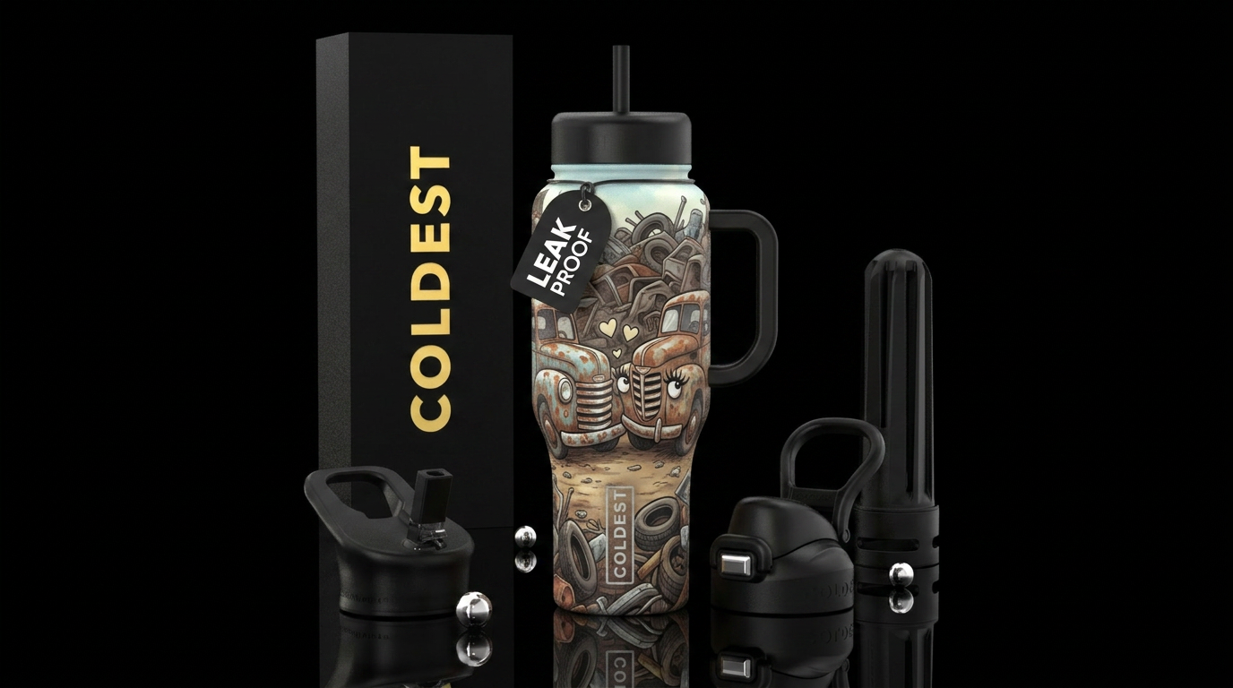 Junkyard love water bottle design