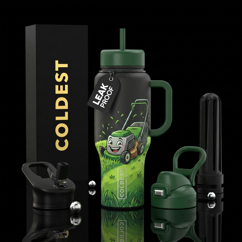just mow it water bottle design
