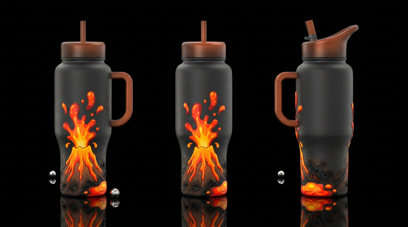 Volcanic water bottle design