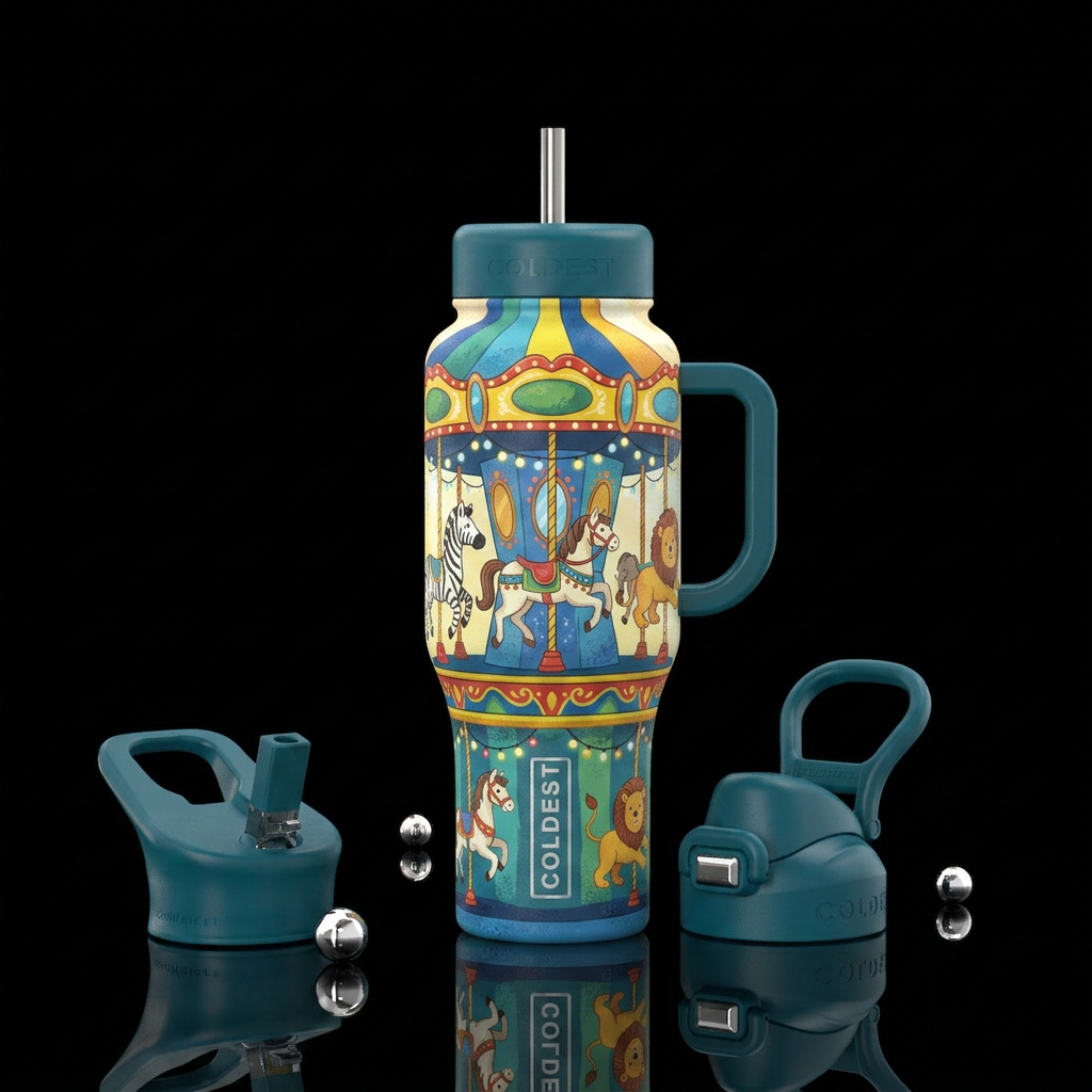 Marry-go-round water bottle design