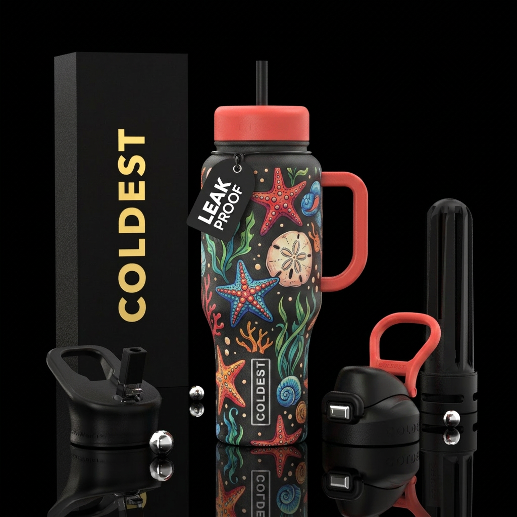 Starfish and sand dollars water bottle design