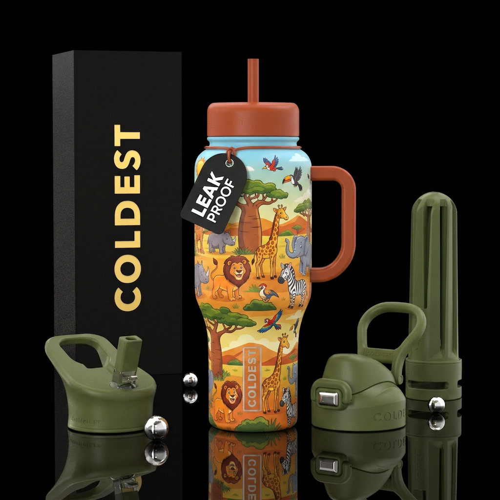 African safari water bottle design
