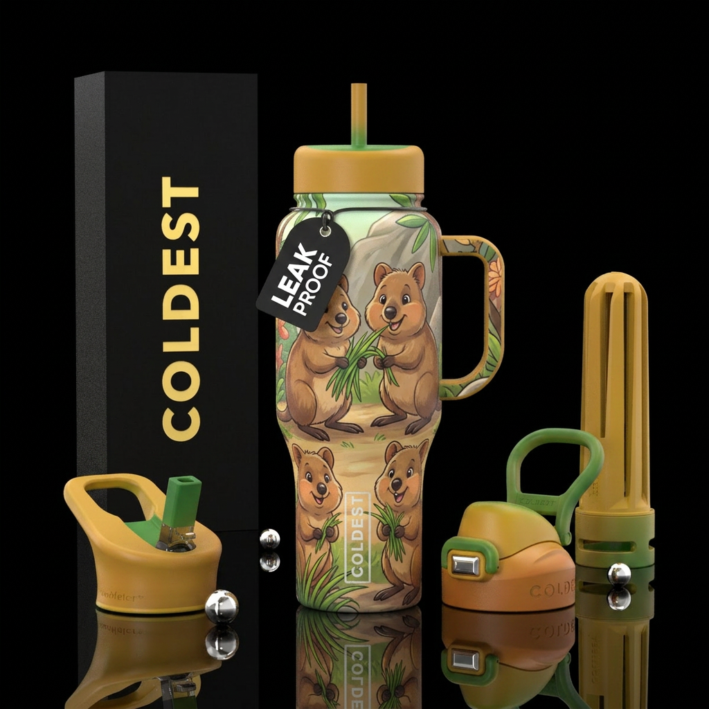Quokka water bottle design