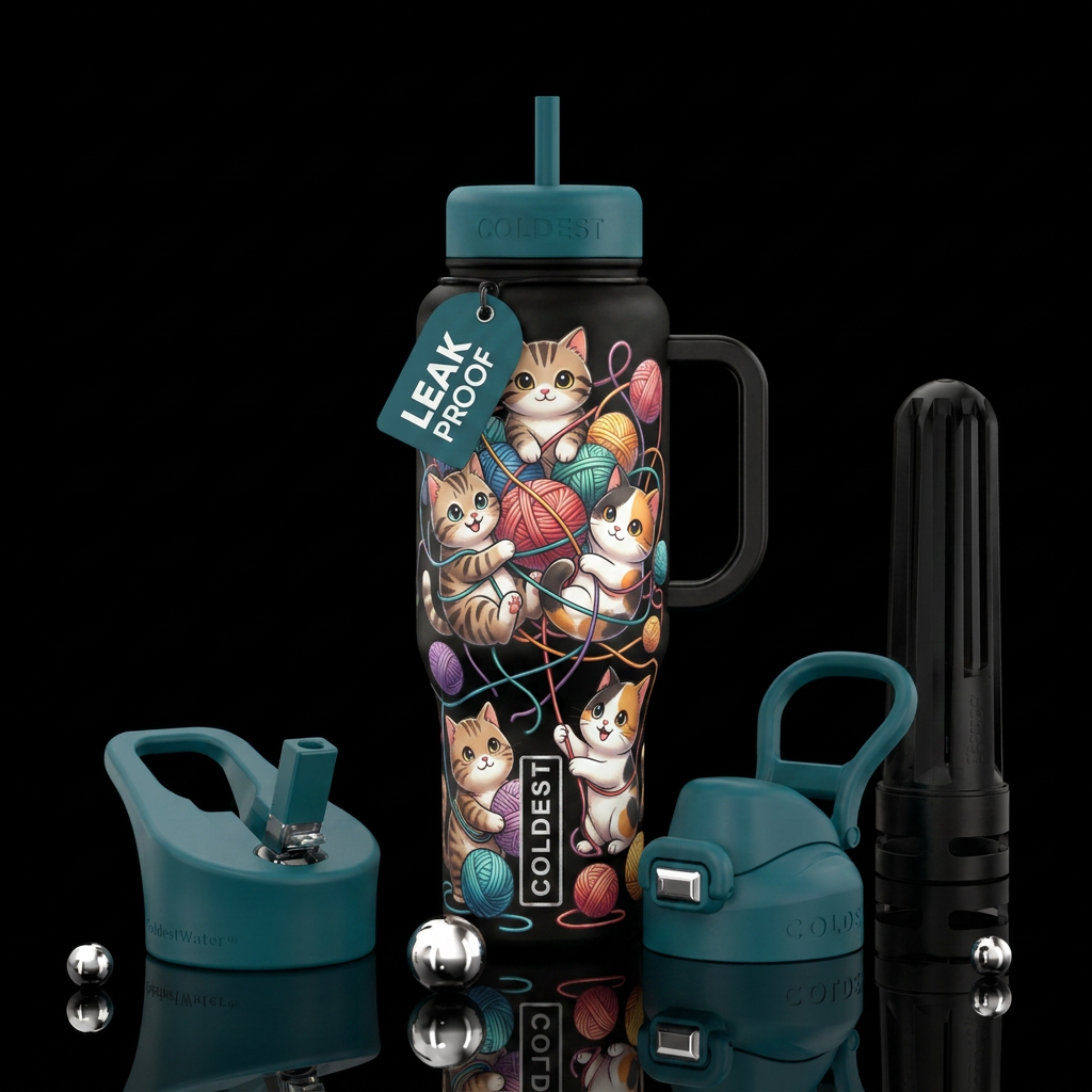 Silly kitties water bottle design