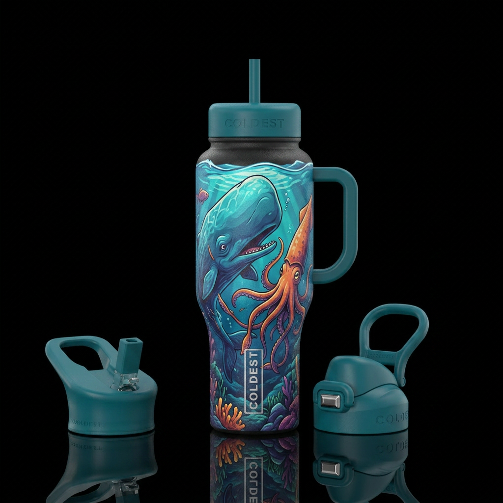 Deep Sea Battle water bottle design