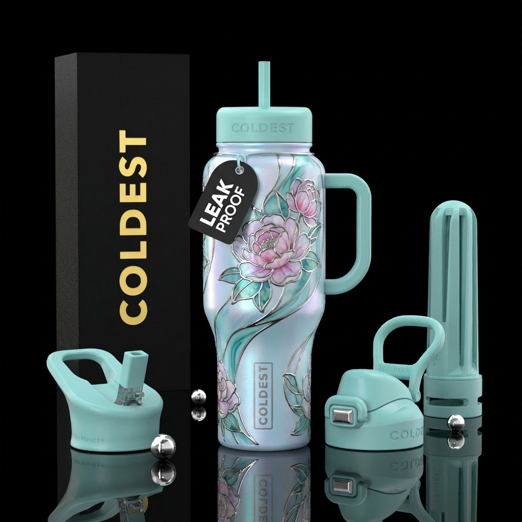Peonies of Light water bottle design