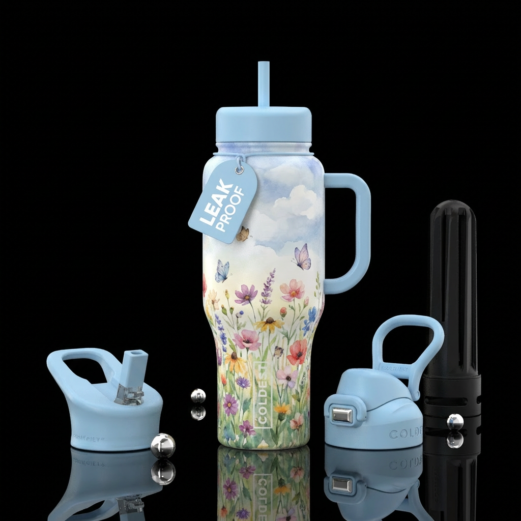 Wildflower Watercolor water bottle design