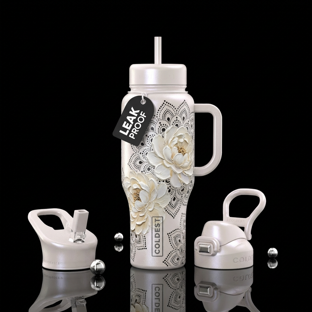 In a soft shade of pearlized white, the bottle is ... water bottle design