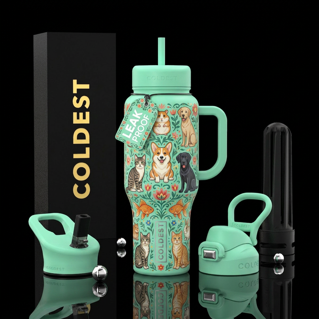 Mint, pets, dog, cat, hamster, rabbit, goldfish, f... water bottle design