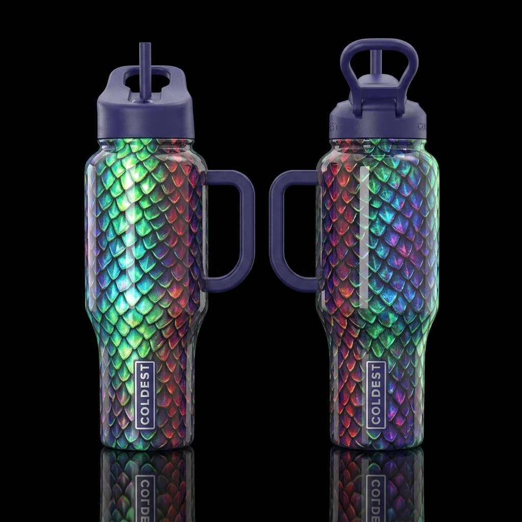 Rainbow Dragonhide water bottle design