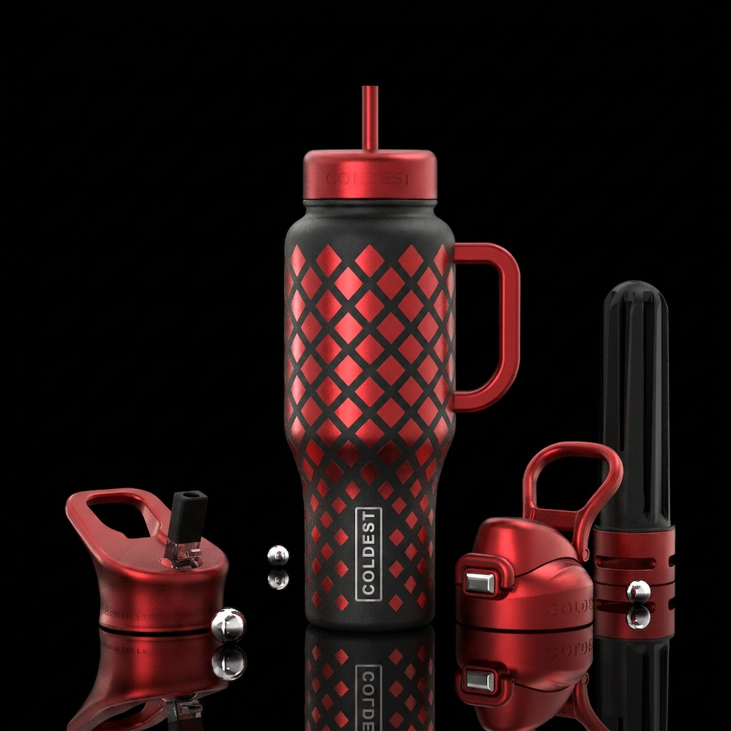 Red Diamonds water bottle design