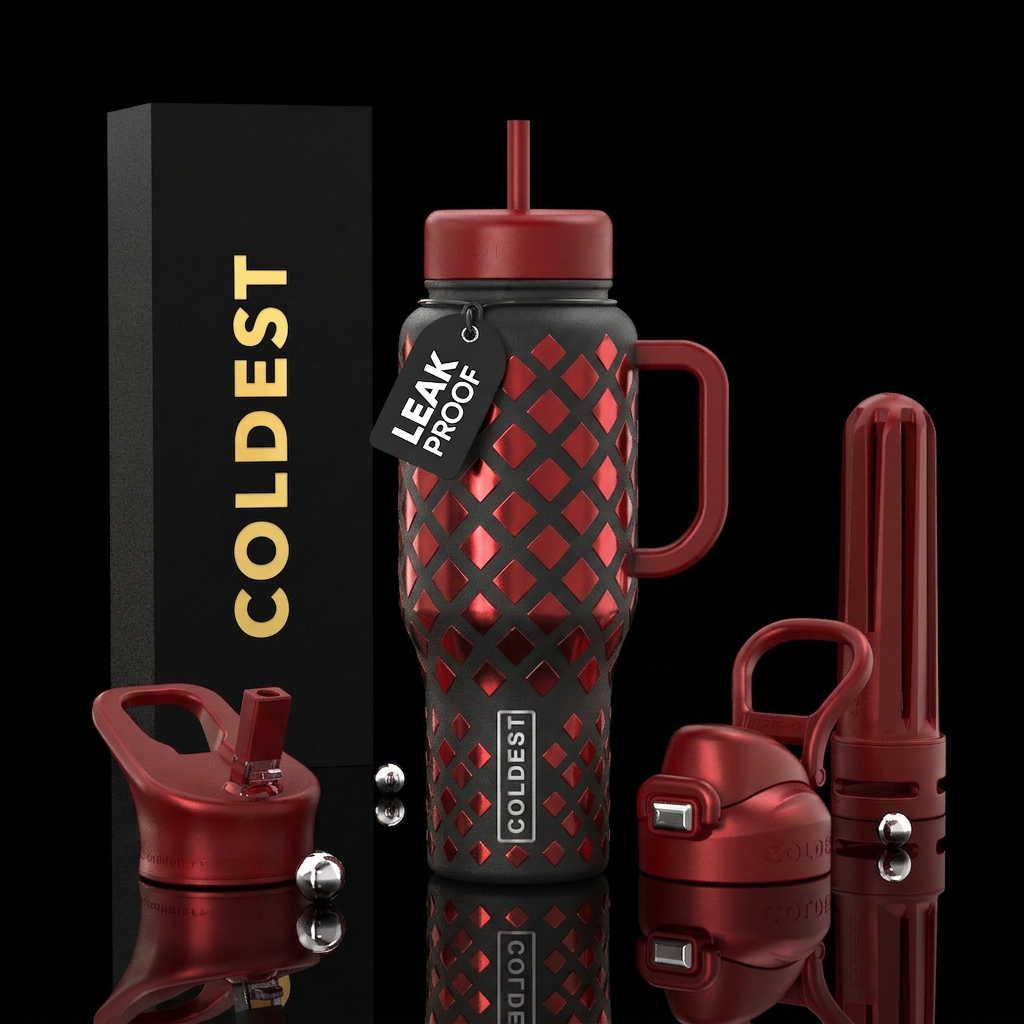 Red Diamond Metallic water bottle design