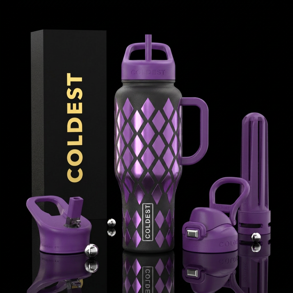 Purple Diamonds water bottle design