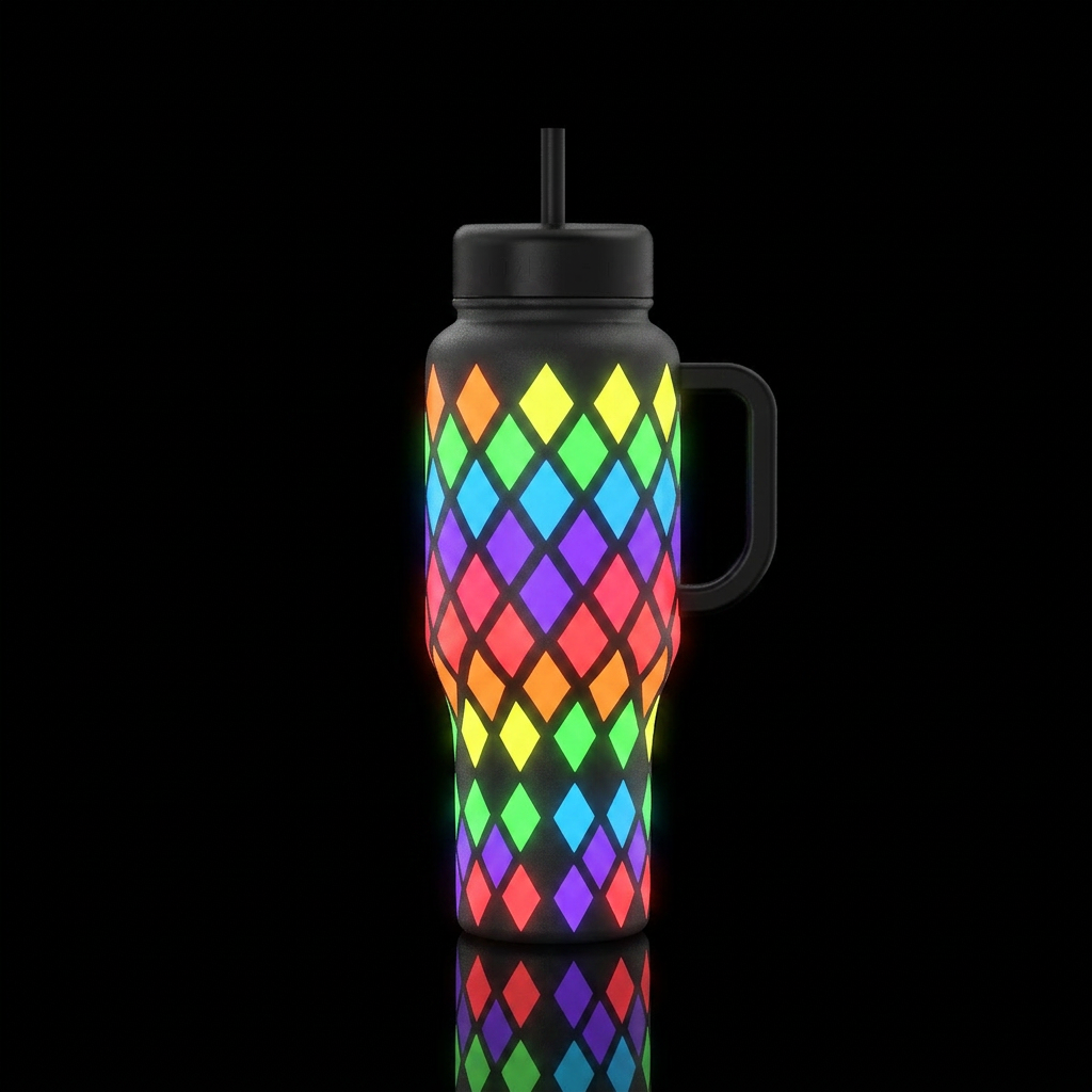 Glowie Diamonds water bottle design