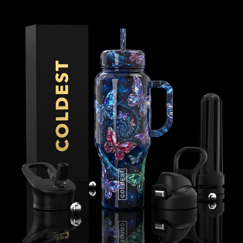 Crystal Butterflies water bottle design