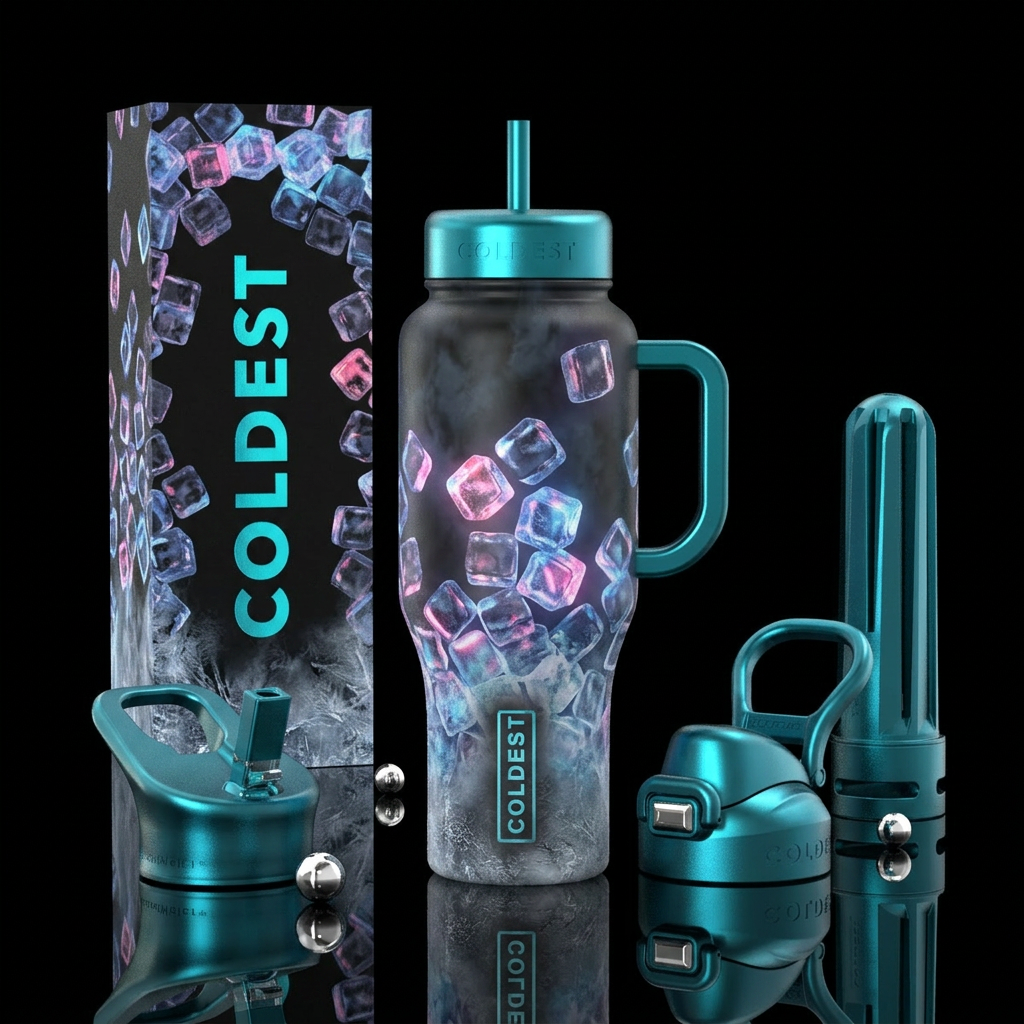 Glowie Cubes Redux water bottle design