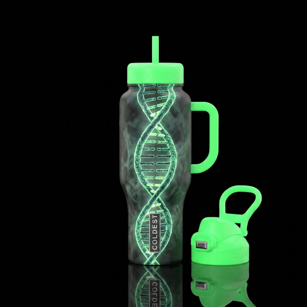 Glowie Double Helix water bottle design