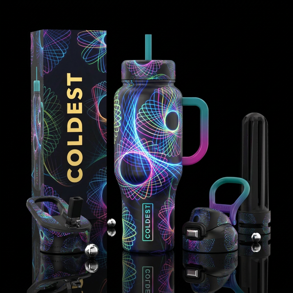 Glowie Spirograph water bottle design