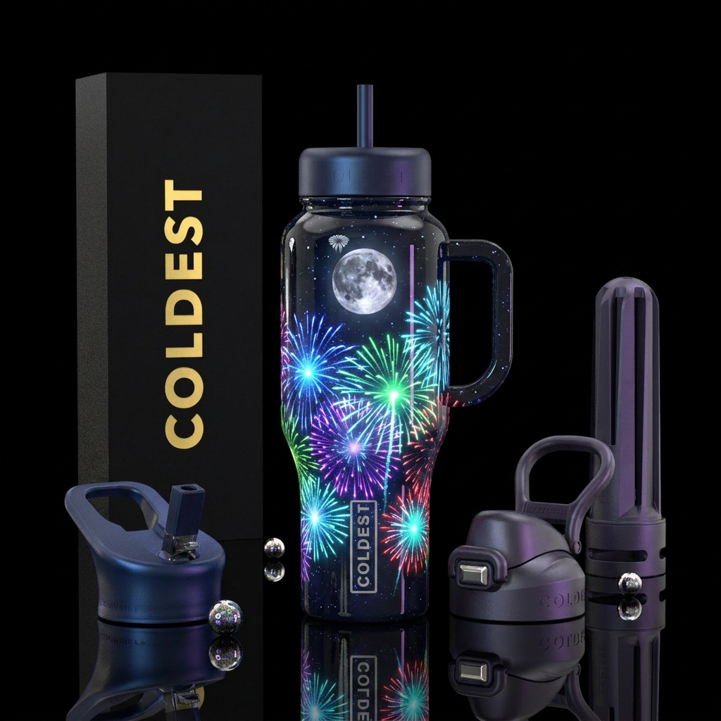 Celebrate the night water bottle design