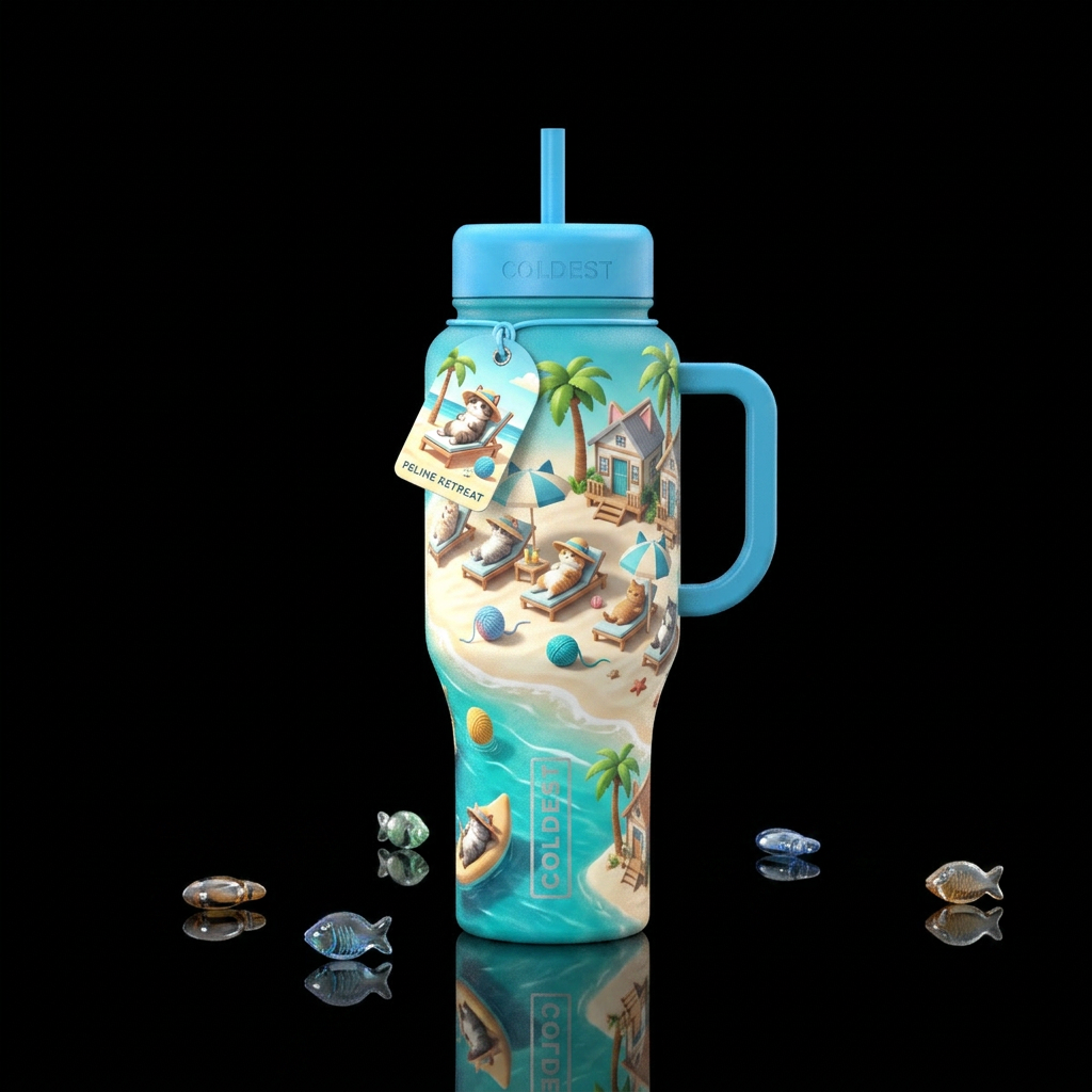 Feline Resort water bottle design