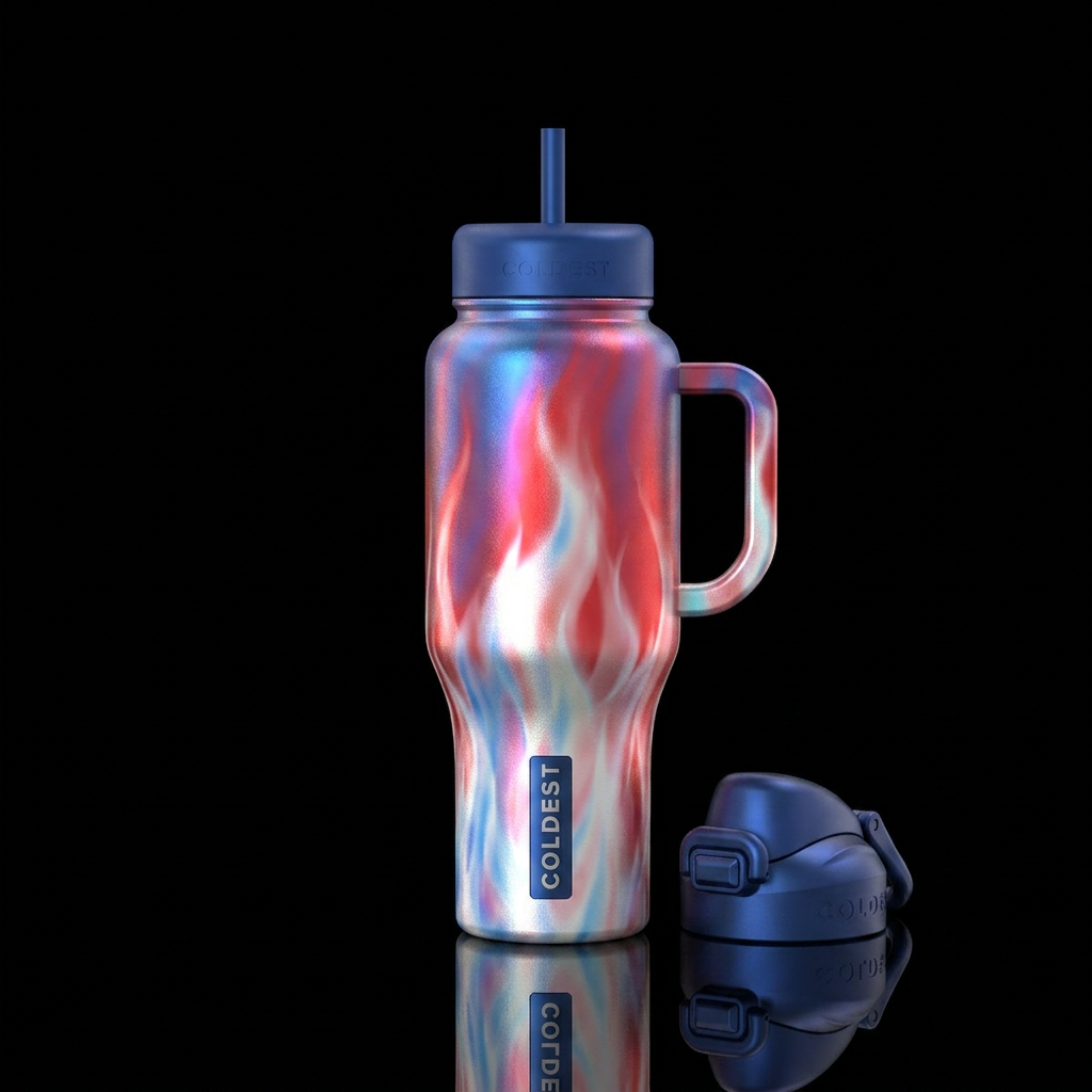 Metal flame water bottle design