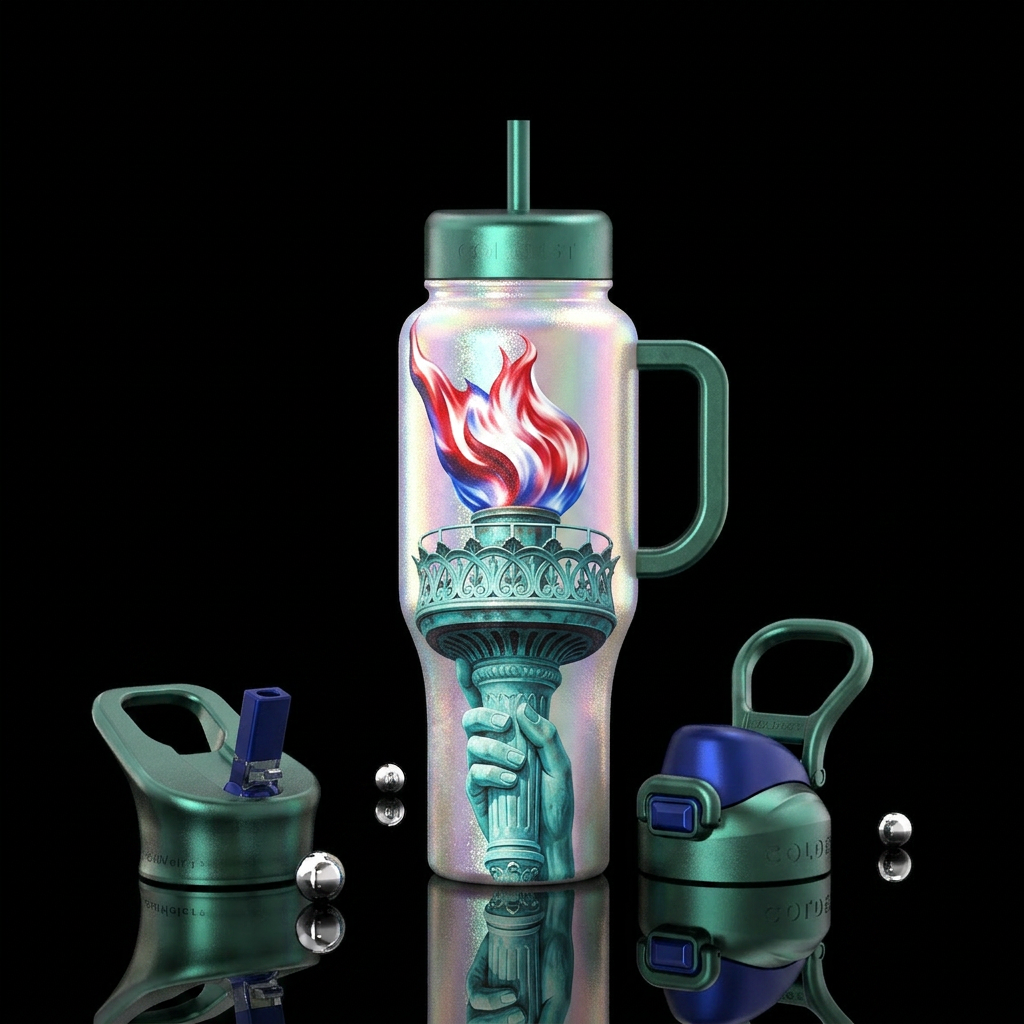 Lady Liberty water bottle design