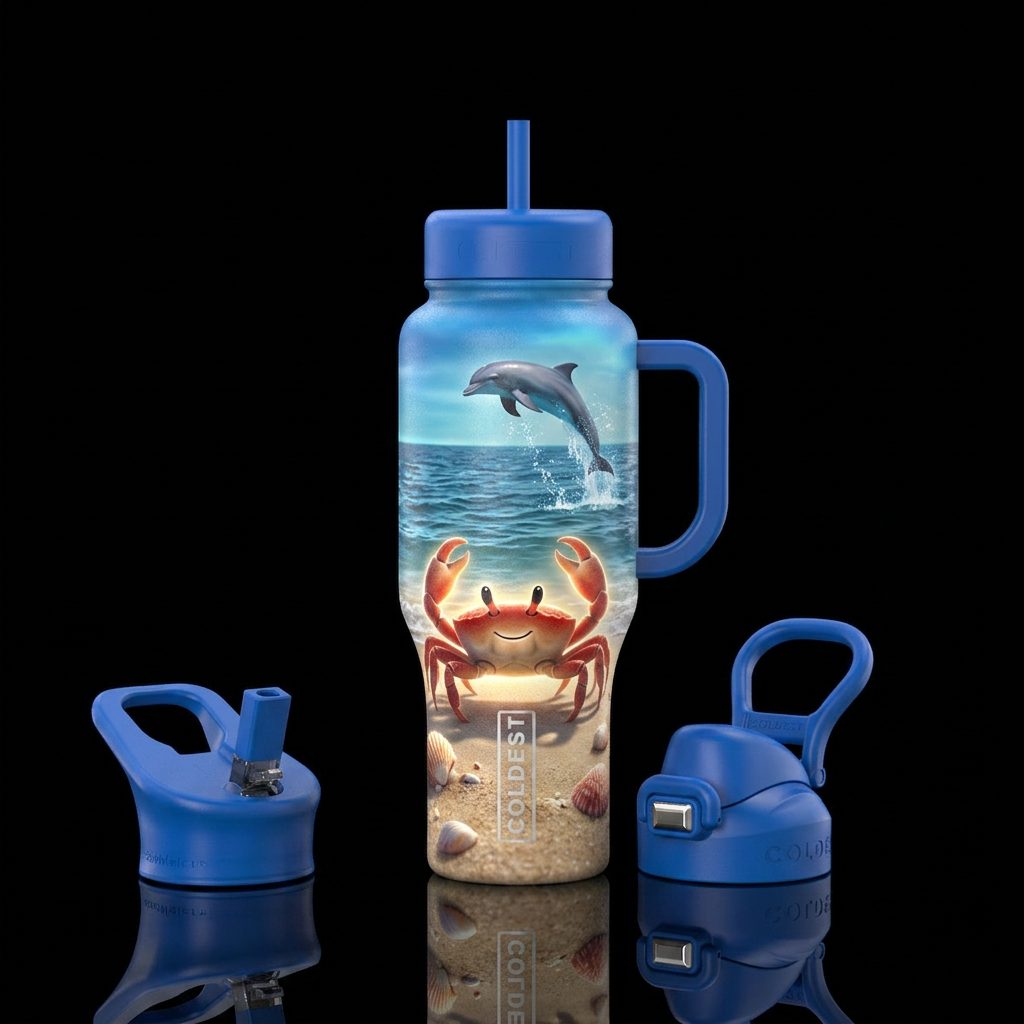 Glowie Crab water bottle design