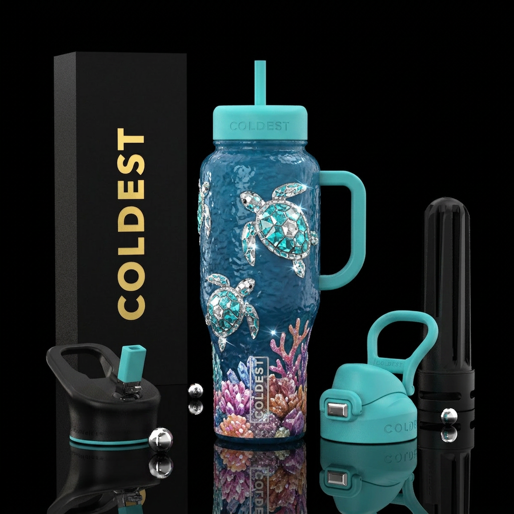 Crystal Turtles water bottle design