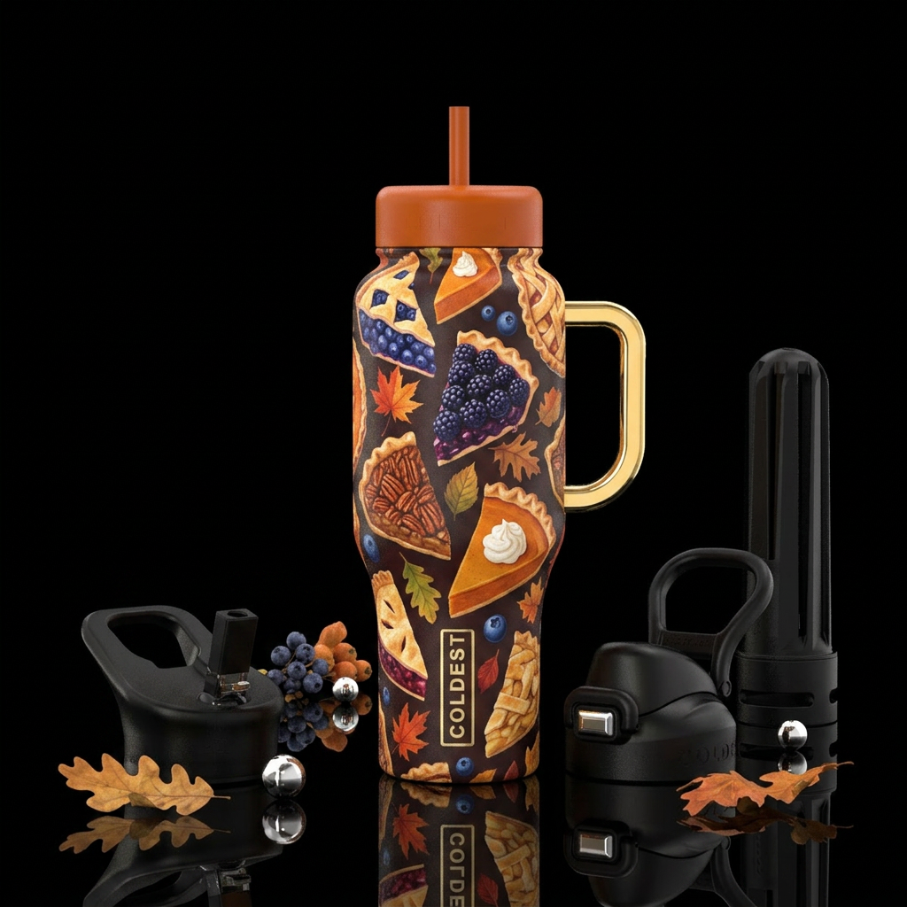 Pie Day water bottle design