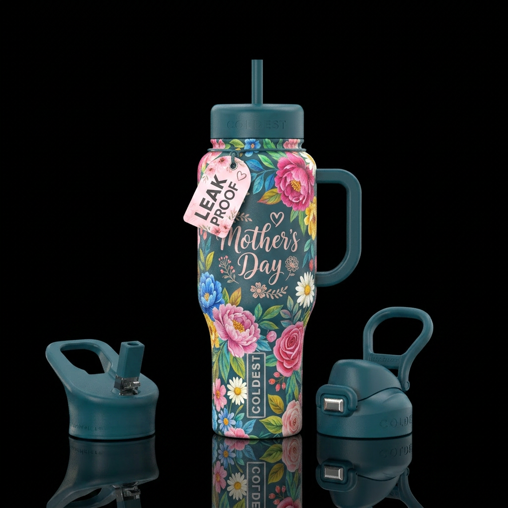 Mothers Day with floral gardens water bottle design
