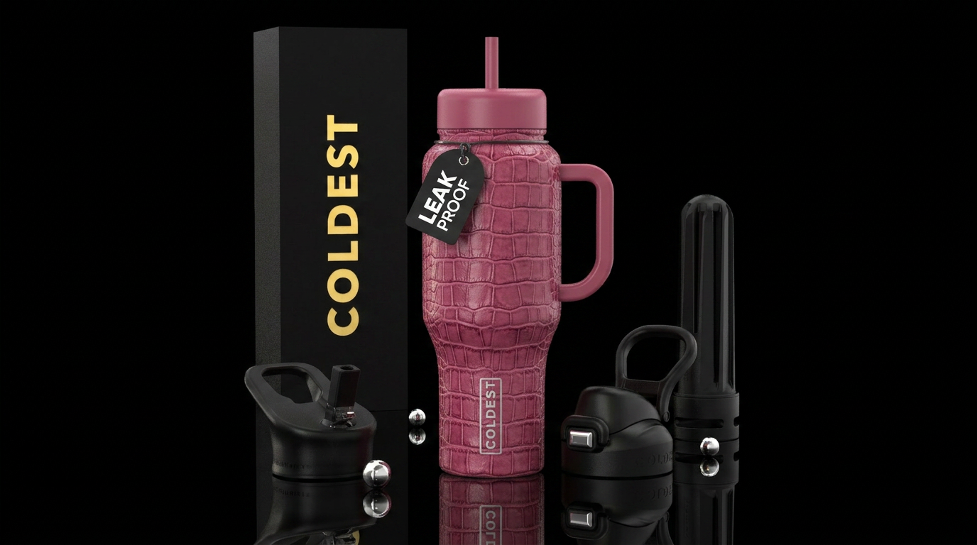 Pink croc water bottle design