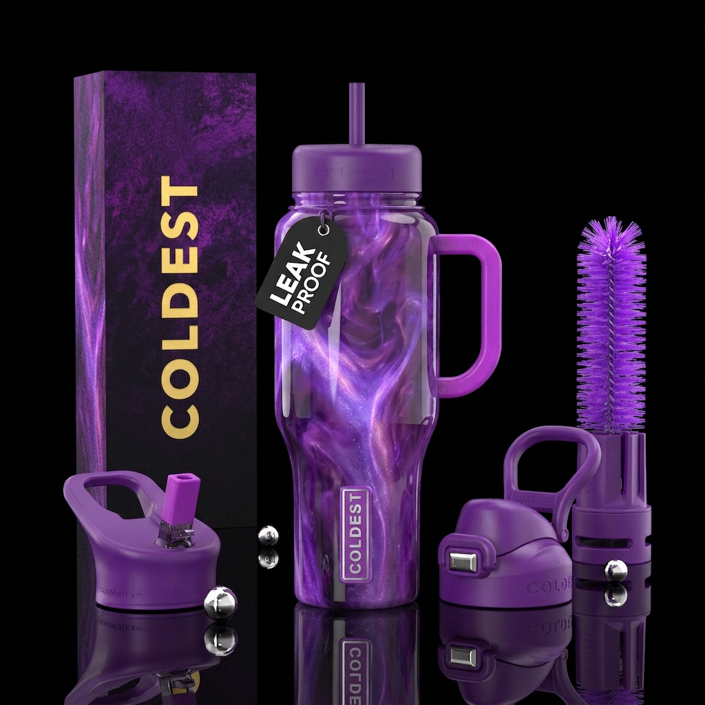 Amethyst swirl glowie water bottle design
